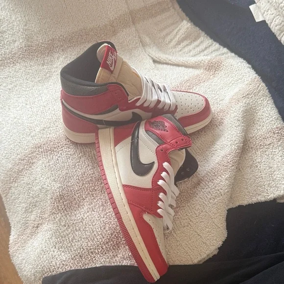 Nike Red and White Sneakers with Black Accents